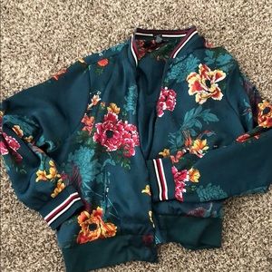 floral bomber style jacket